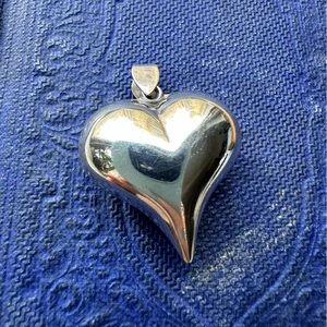 SOLD - Sterling silver puffy heart pendant